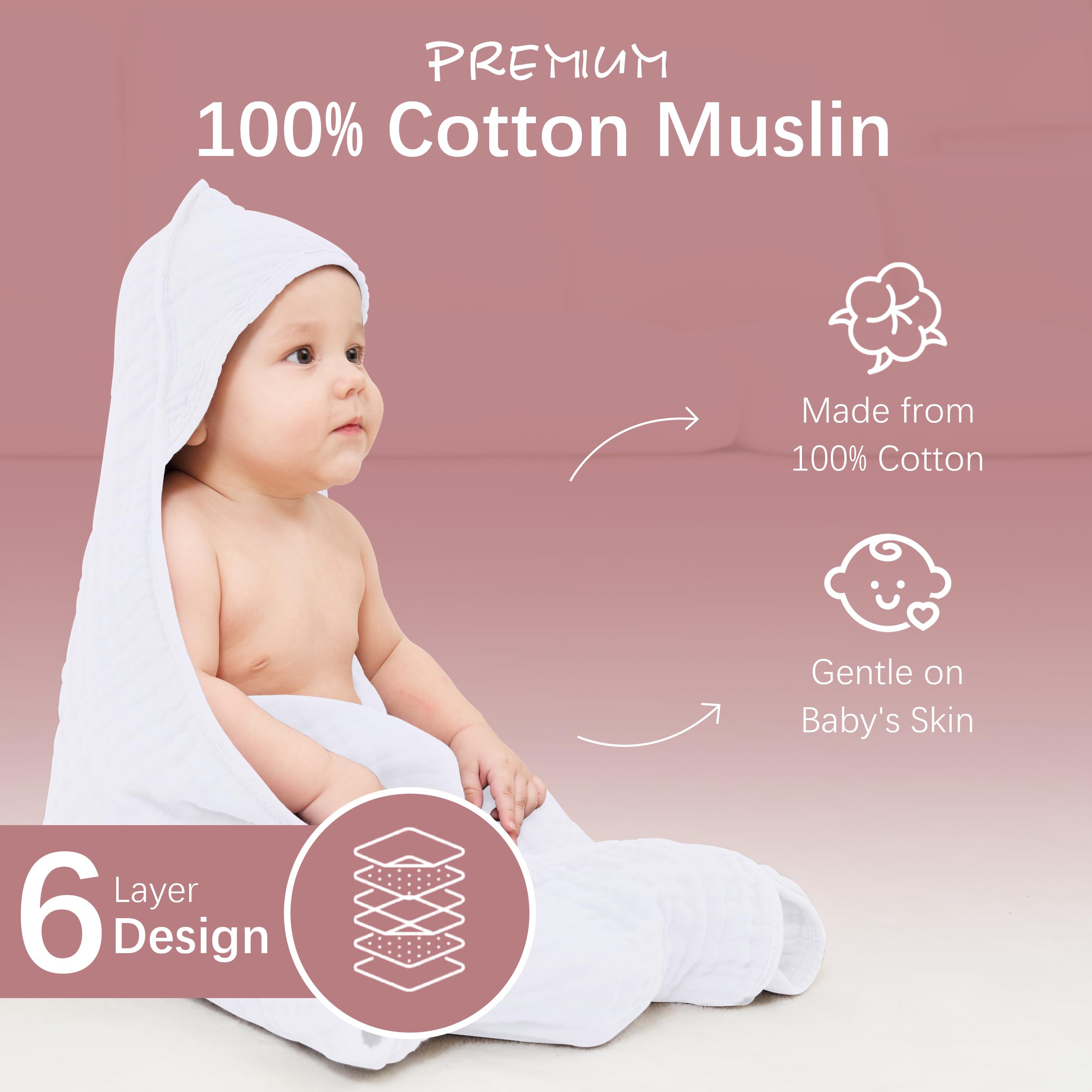 MOON PARK pink hooded towel showing soft texture and quick drying benefits
