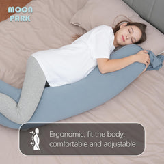 Moon Park I-shaped full-body pillow providing ergonomic back and belly support
