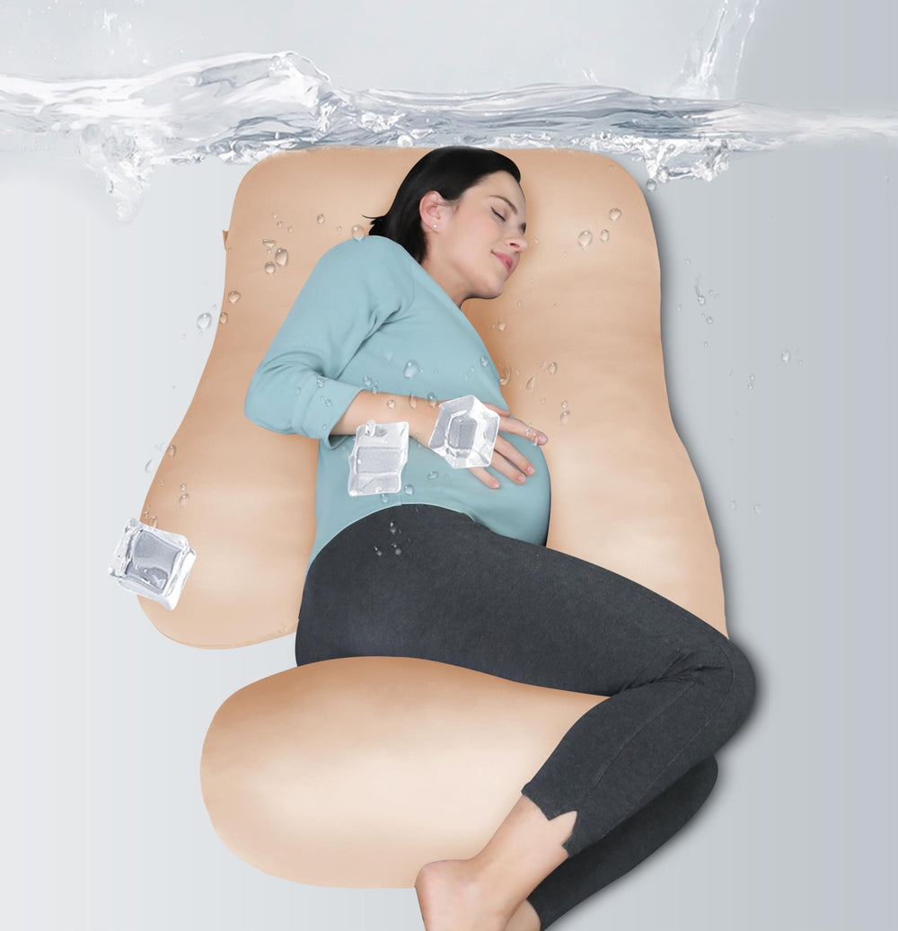 Moon Park pregnancy pillow in U-shaped 65-inch form offers full body support for restful sleep.