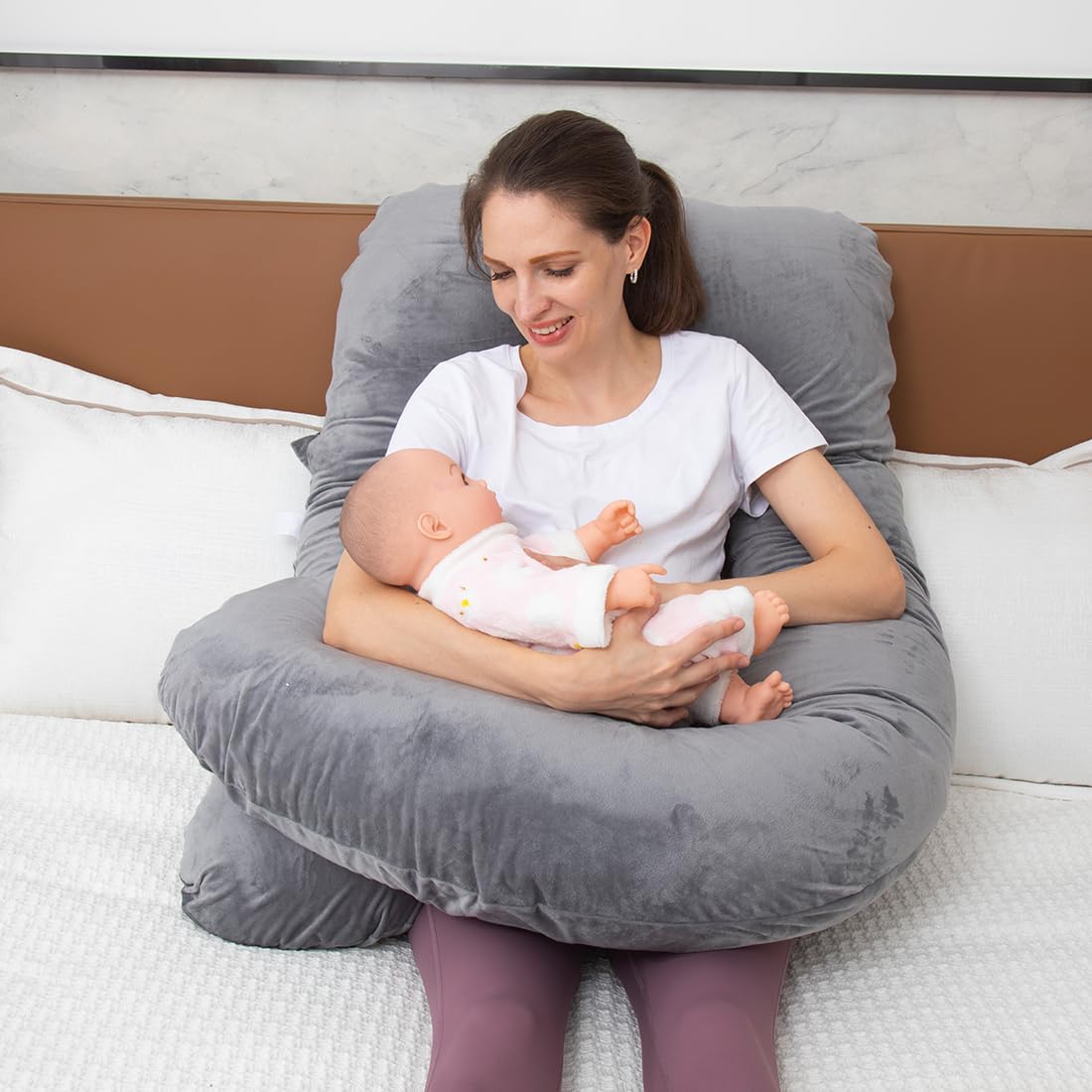 Moon Pine post-surgery-support-cushion provides stable back and leg support for recovery.