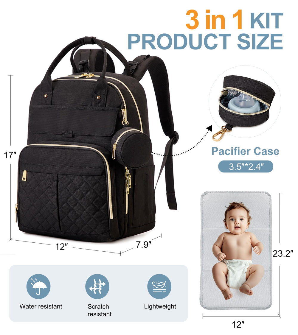 MOONBABY diaper bag backpack with 35L capacity for diapers, bottles, and outfits