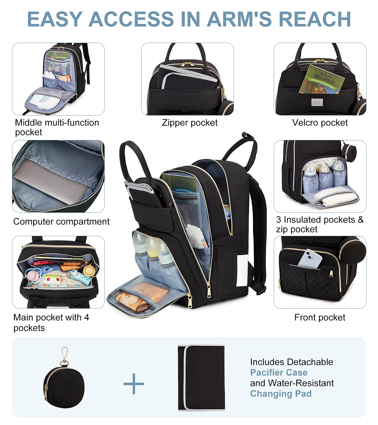 MOONBABY bag is lightweight under three pounds for easy all-day carrying