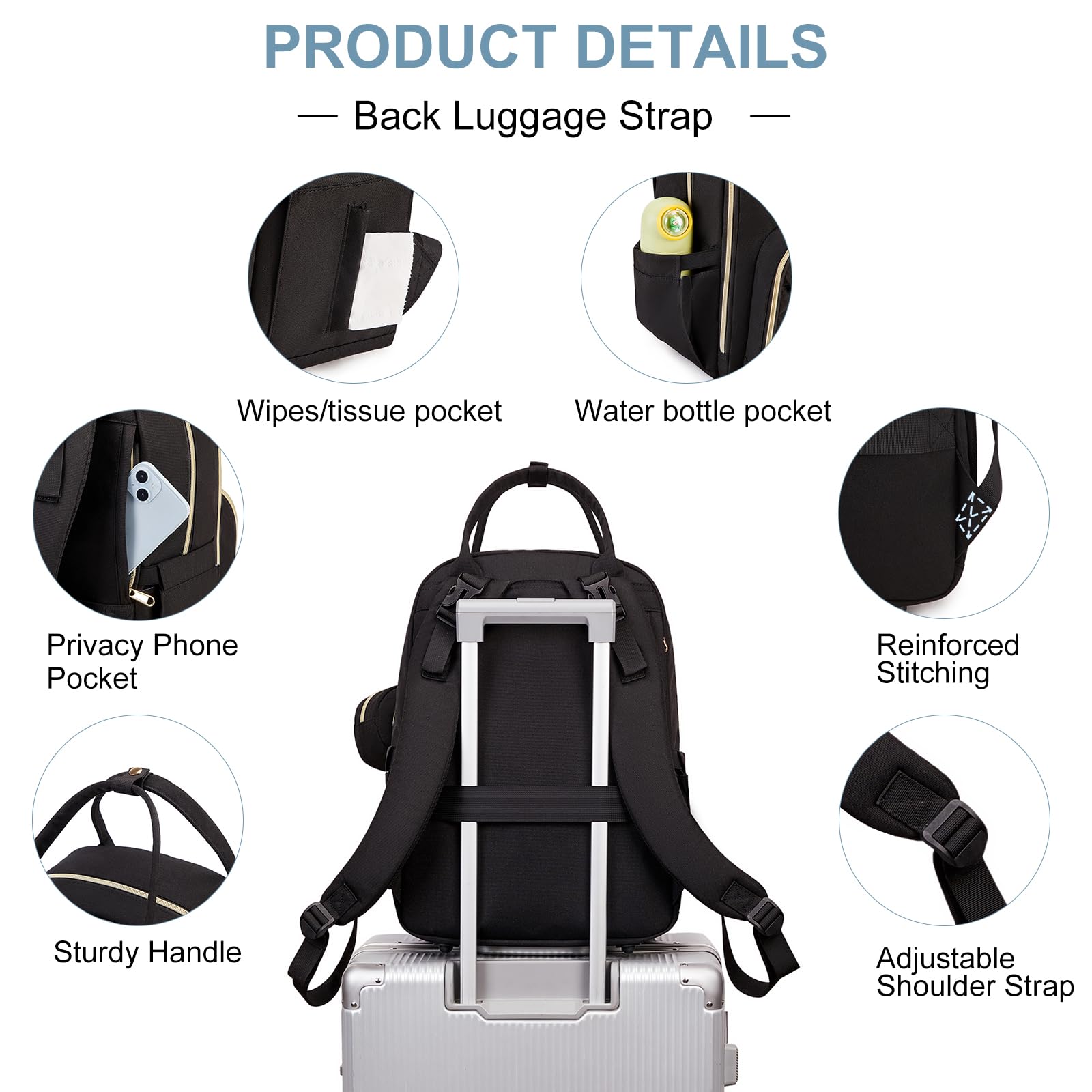 MOONBABY diaper bag offers backpack, tote, and stroller-hanging options