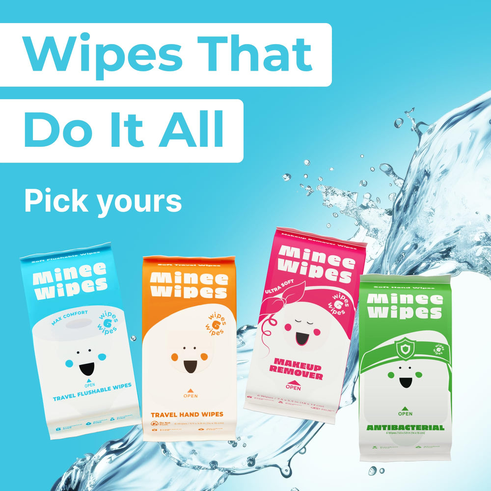 MOONIES Six-pack mini wipes provide daily freshness in a compact format.