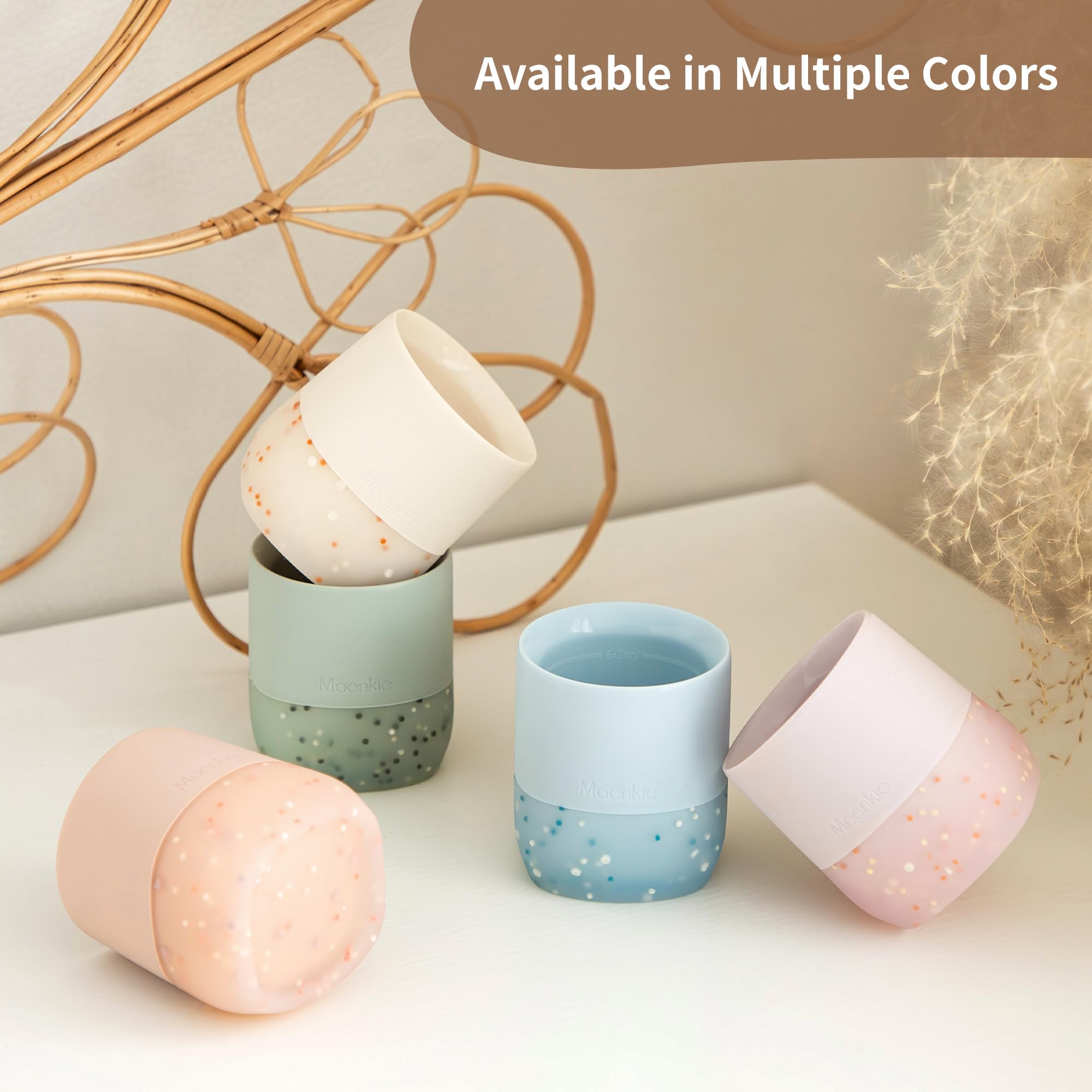 Moonkie silicone cups ideal for baby-led weaning and early tasting