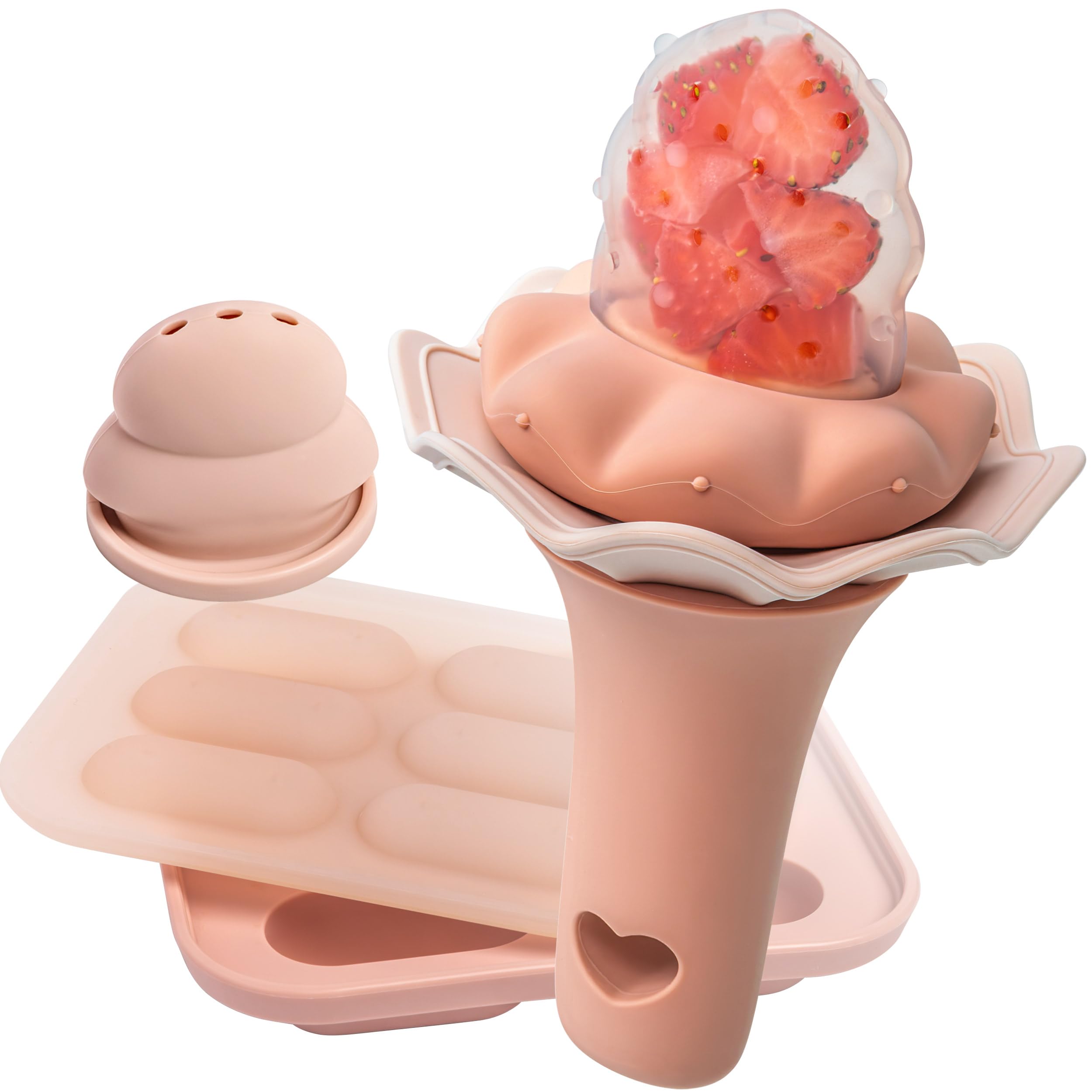 Moonkie fruit feeder with narrow-tip pouch promotes controlled flow for safer self-feeding.