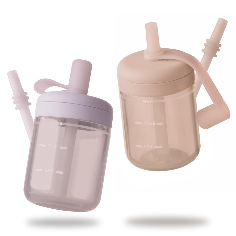 Moonkie Baby Straw Cup with see-through design for tracking liquid while on the go.