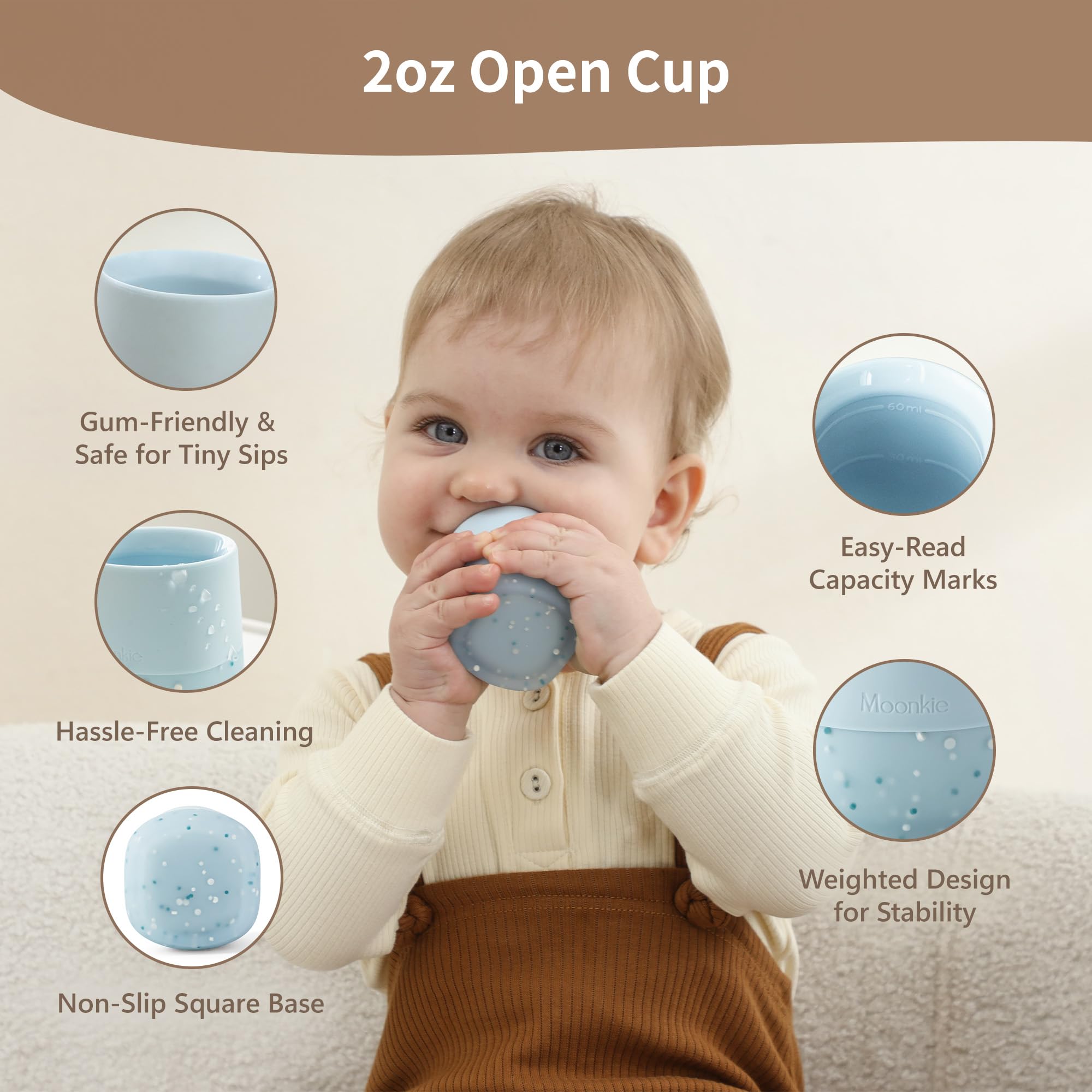 Moonkie baby training cup open cup for advanced drinking