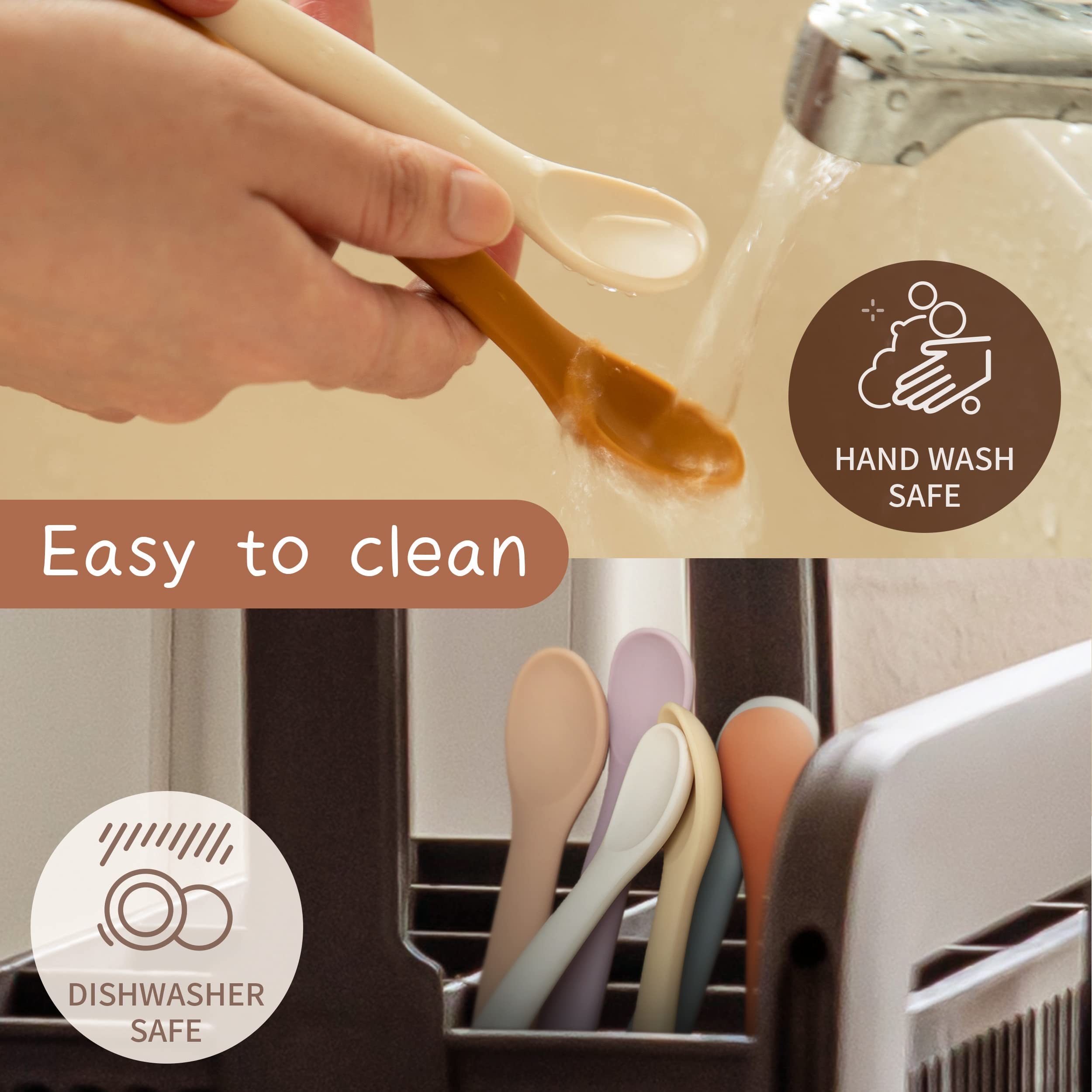 Moonkie spoons are dishwasher-safe and boil-proof for easy cleaning.