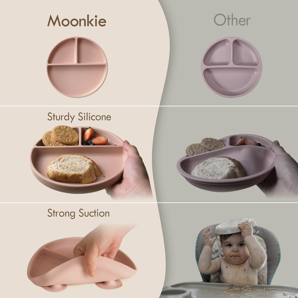 Moonkie dishwasher-safe silicone plate for easy cleaning after meals