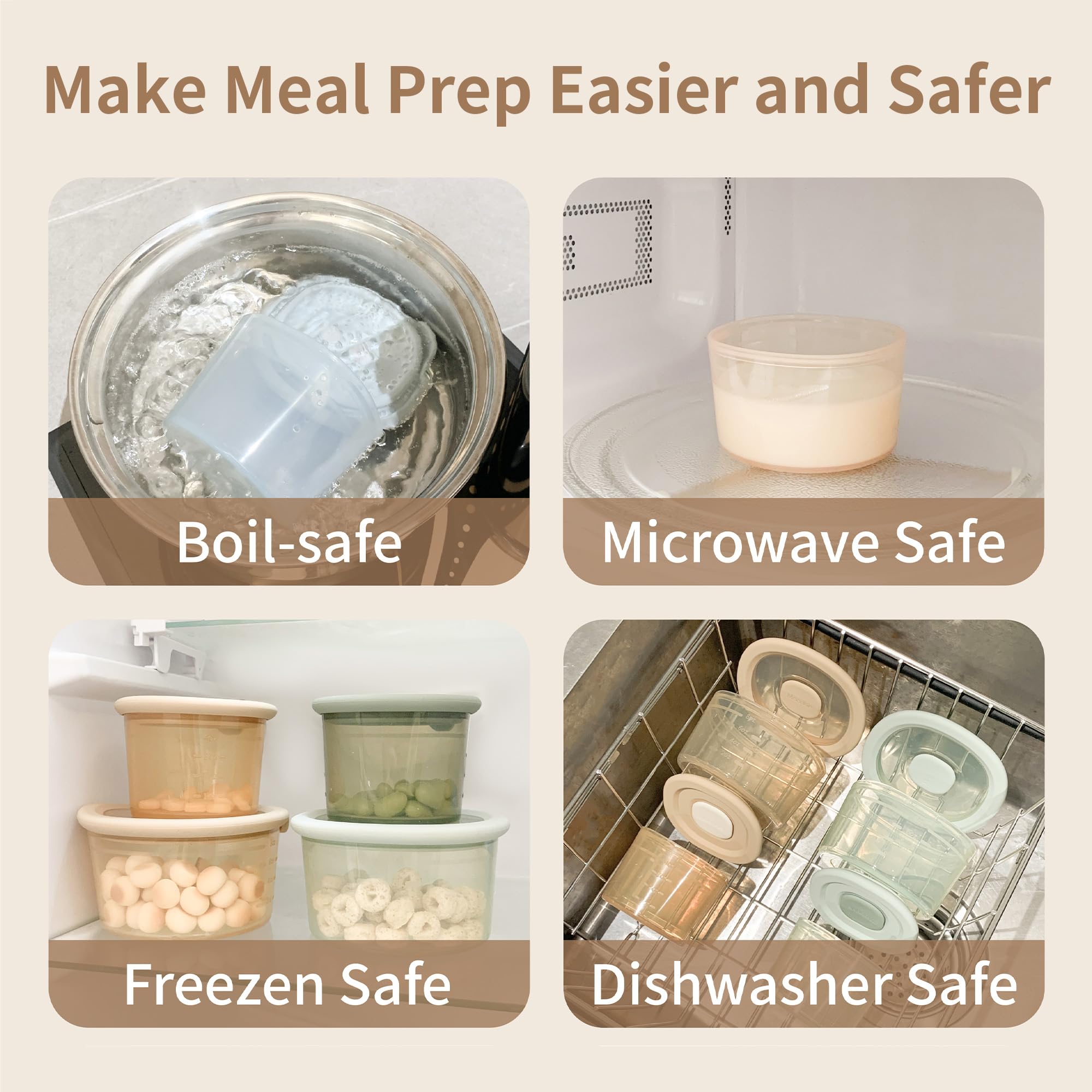 Moonkie containers are microwave, freezer, and dishwasher safe for easy cleanup