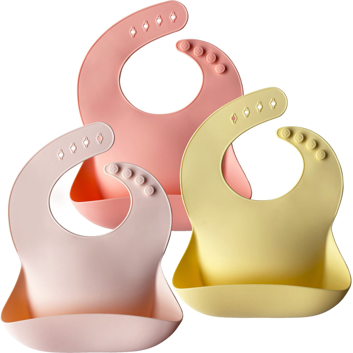 Moonkie silicone baby bib set in pink keeps meals tidy and comfortable