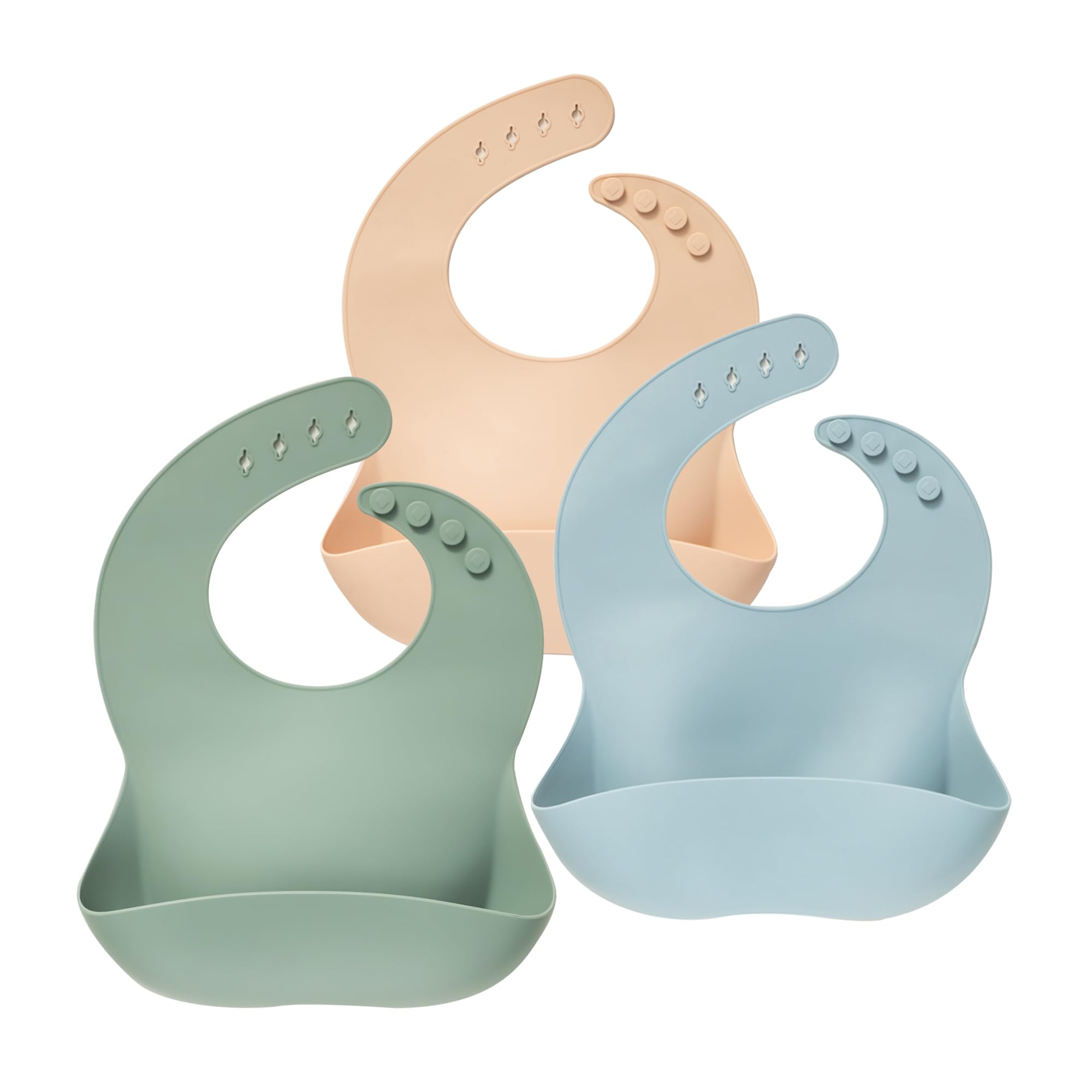 Moonkie silicone bibs set3 front view for mess-free meals