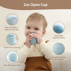 Moonkie silicone baby cup ergonomic handle highlights easy grip for tiny hands