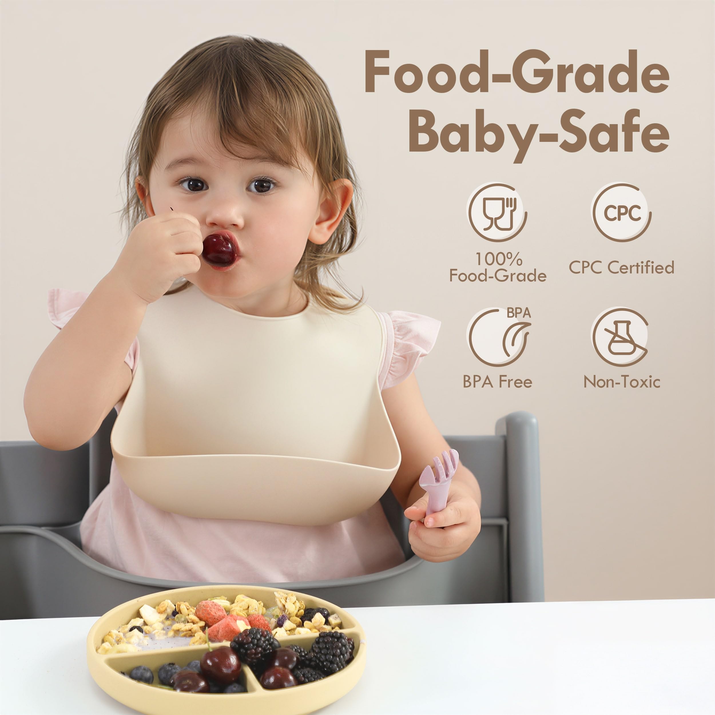 Moonkie silicone baby plates with lids for secure leftovers storage