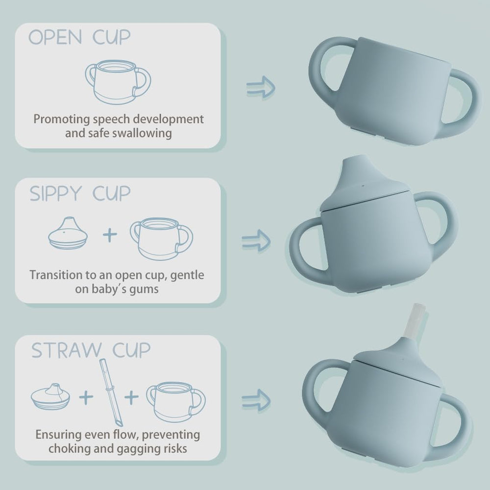 Moonkie soft-spout cup provides comfortable sipping for new teeth