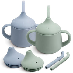 Moonkie silicone baby sippy cups show a 3-stage design for easy transitions