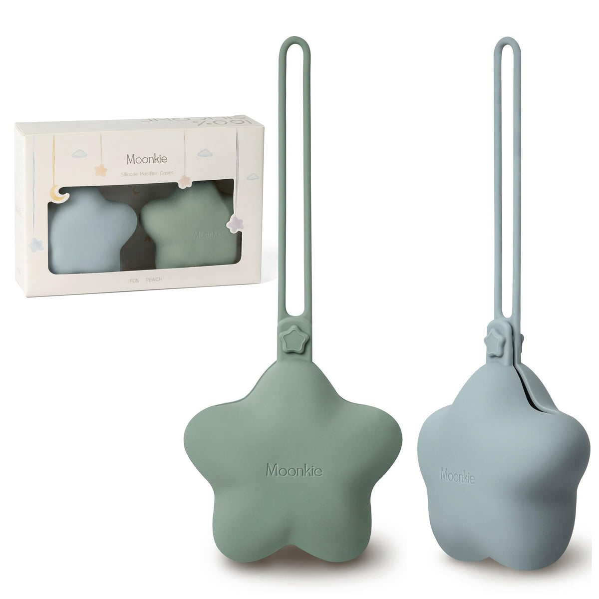 Moonkie silicone pacifier holder case compact design for on-the-go parents