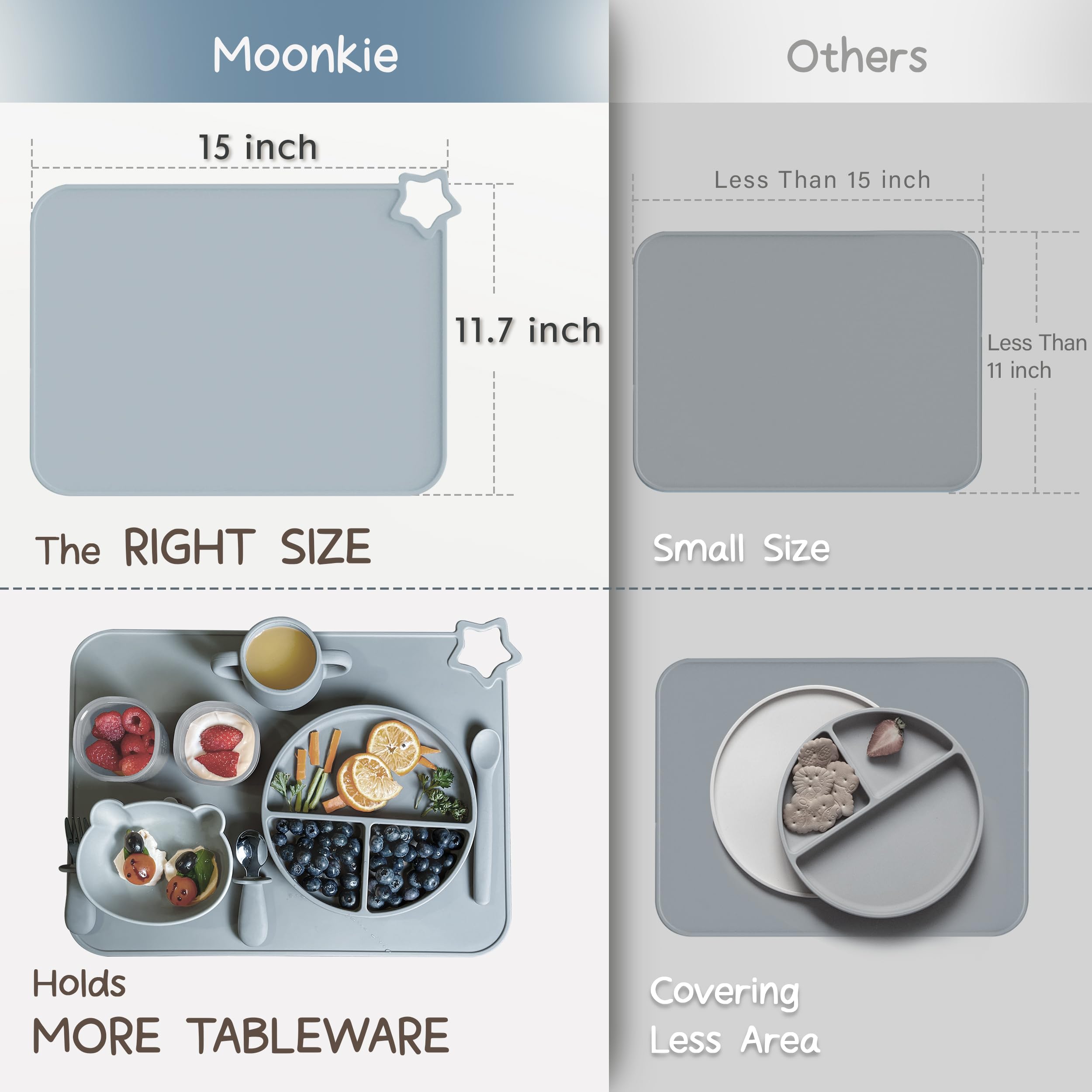 Moonkie foldable placemat rolls easily for travel.