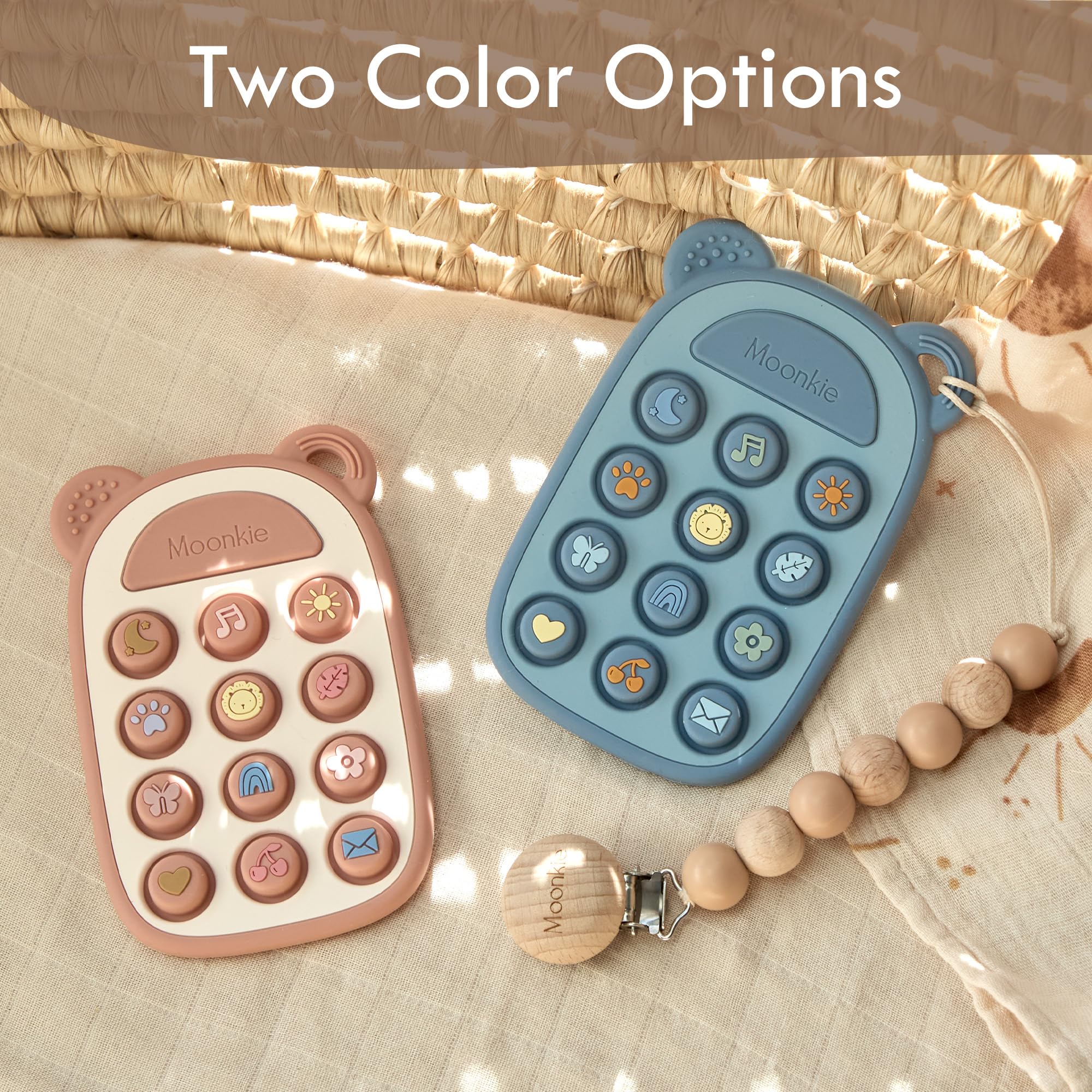 Moonkie teether is compact for stroller or diaper bag use