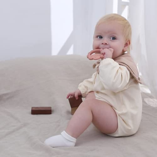 Moonkie Lamb teether offers soft, chewy, flexible material for teething comfort.
