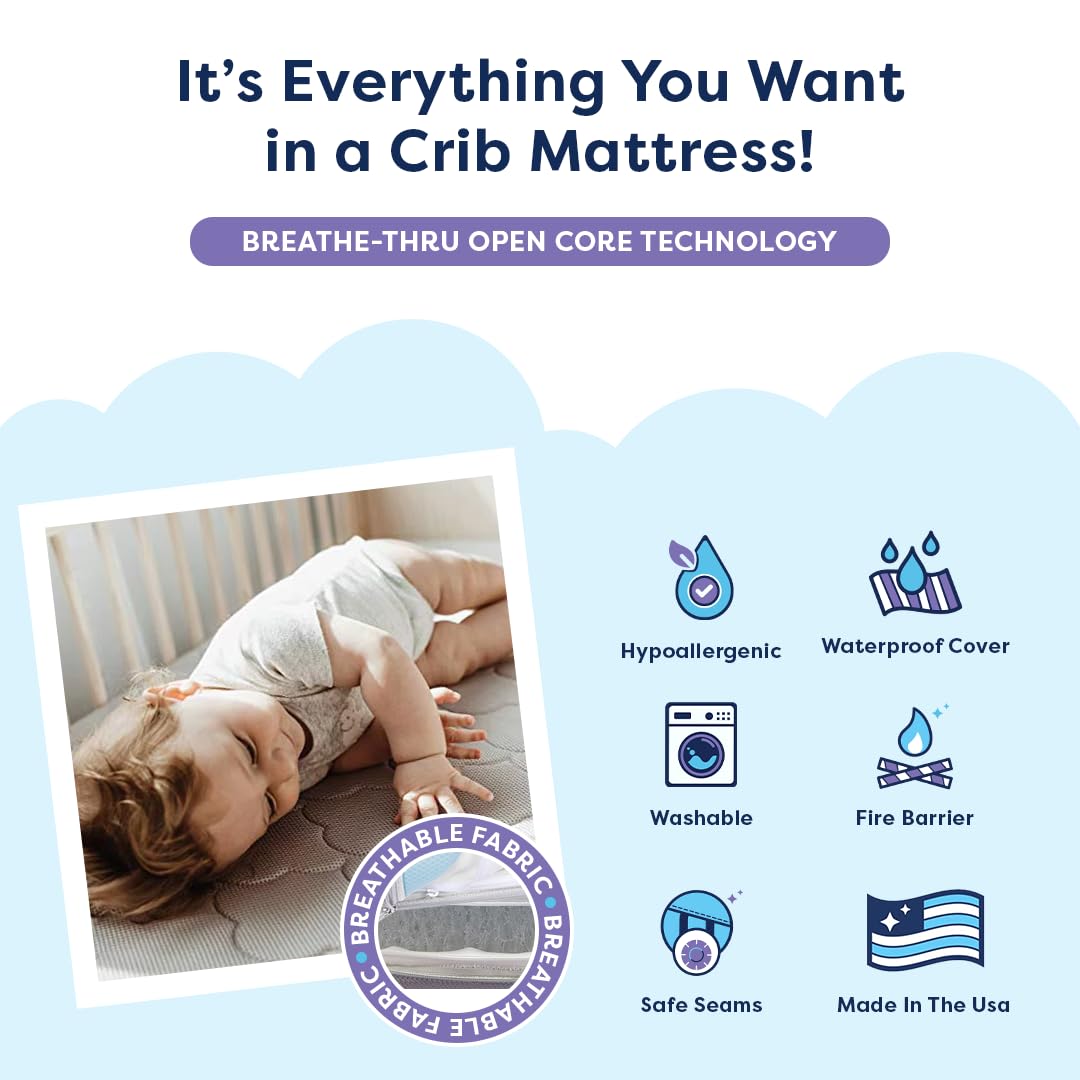 Moonlight Slumber Air Crib Mattress is foam-free and hypoallergenic.
