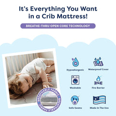 Moonlight Slumber Air Crib Mattress is foam-free and hypoallergenic.