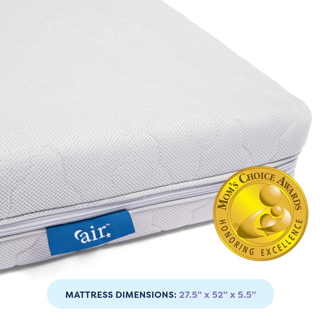 Moonlight Slumber Air Crib Mattress showing washable core and cover for easy cleaning.