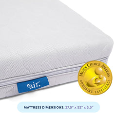 Moonlight Slumber Air Crib Mattress showing washable core and cover for easy cleaning.