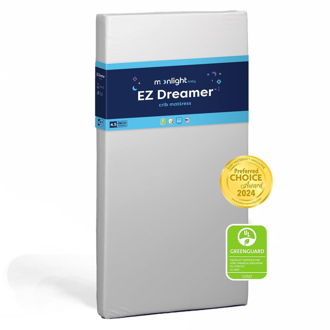 Moonlight Slumber EZ Dreamer crib mattress shows infant-side firmness for newborn sleep