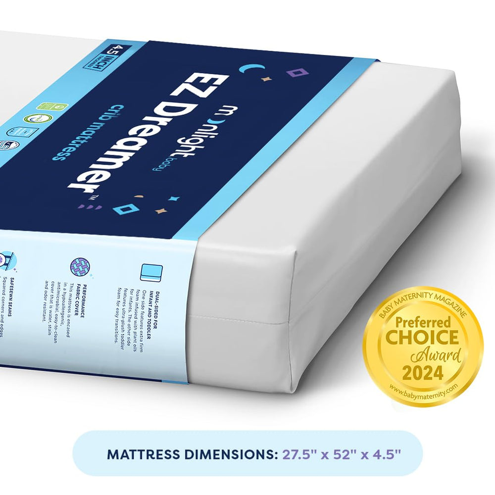 Moonlight Slumber EZ Dreamer crib mattress with plush toddler side for growing sleepers