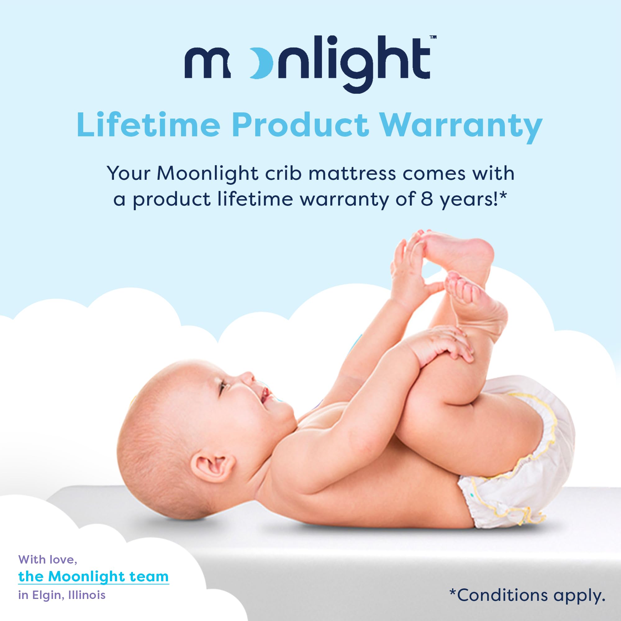 Moonlight Slumber Little Dreamer mattress in nursery setup for safe sleep