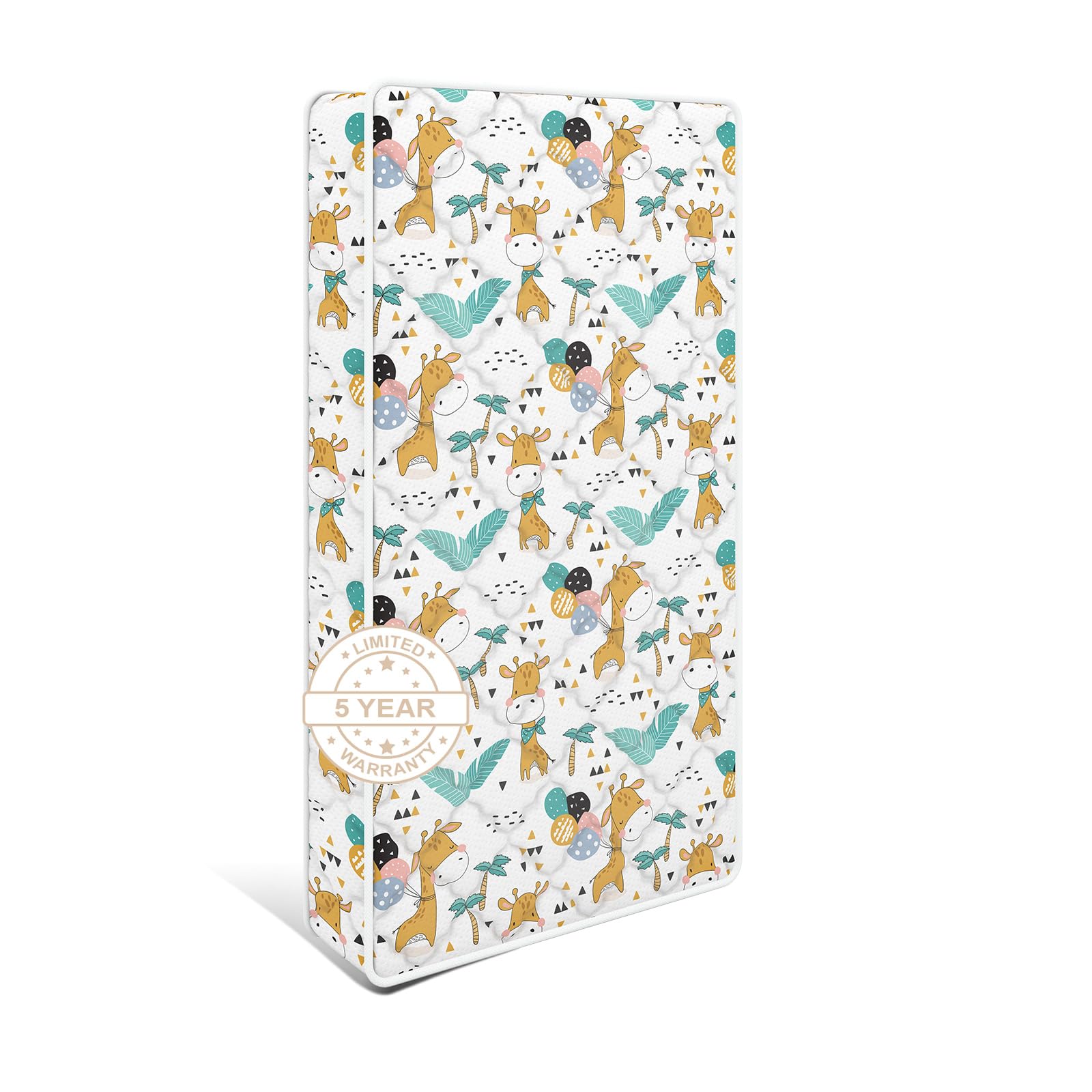 Moonlightfamily giraffe-pattern cover on toddler mattress for breathable naps.