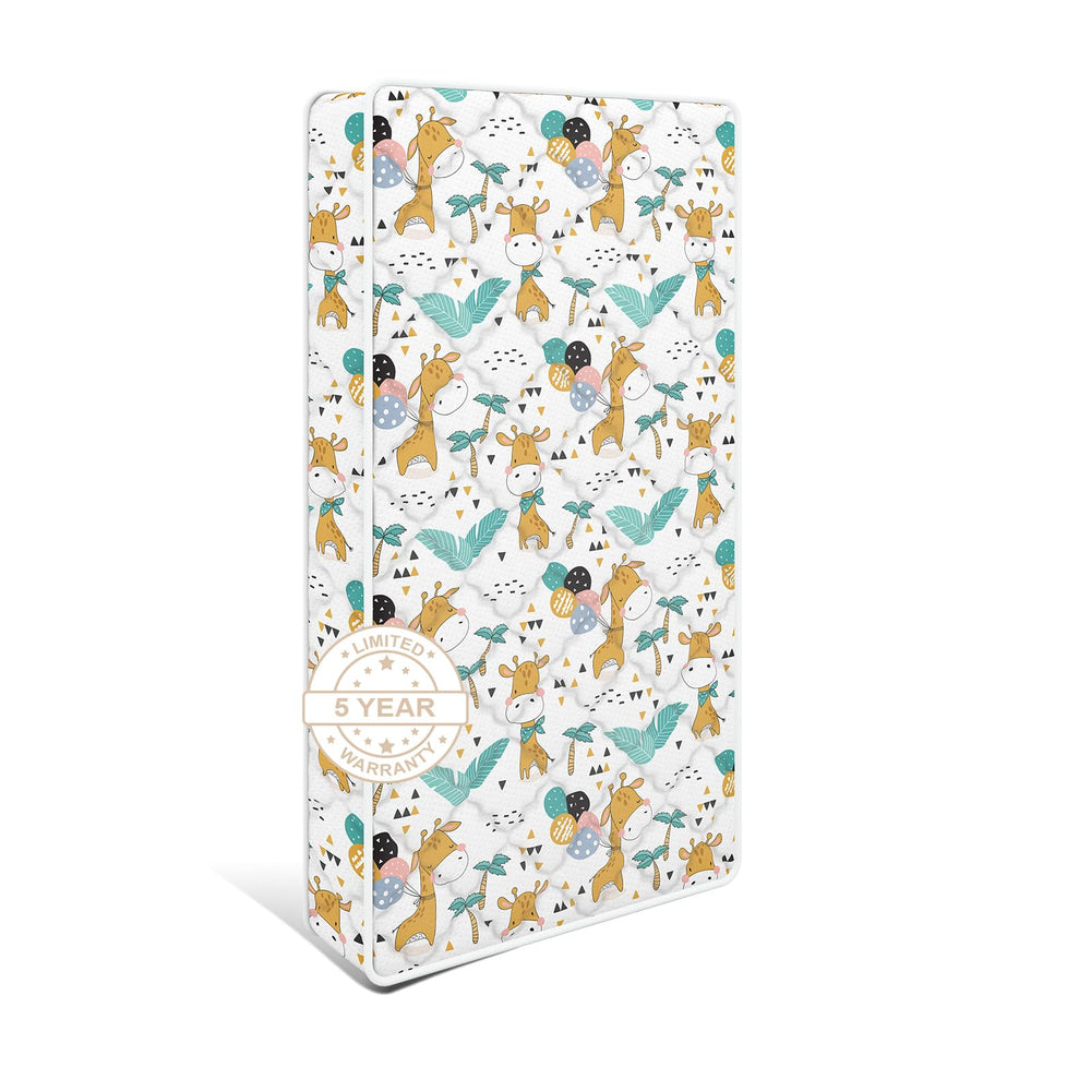 Moonlightfamily giraffe-pattern cover on toddler mattress for breathable naps.
