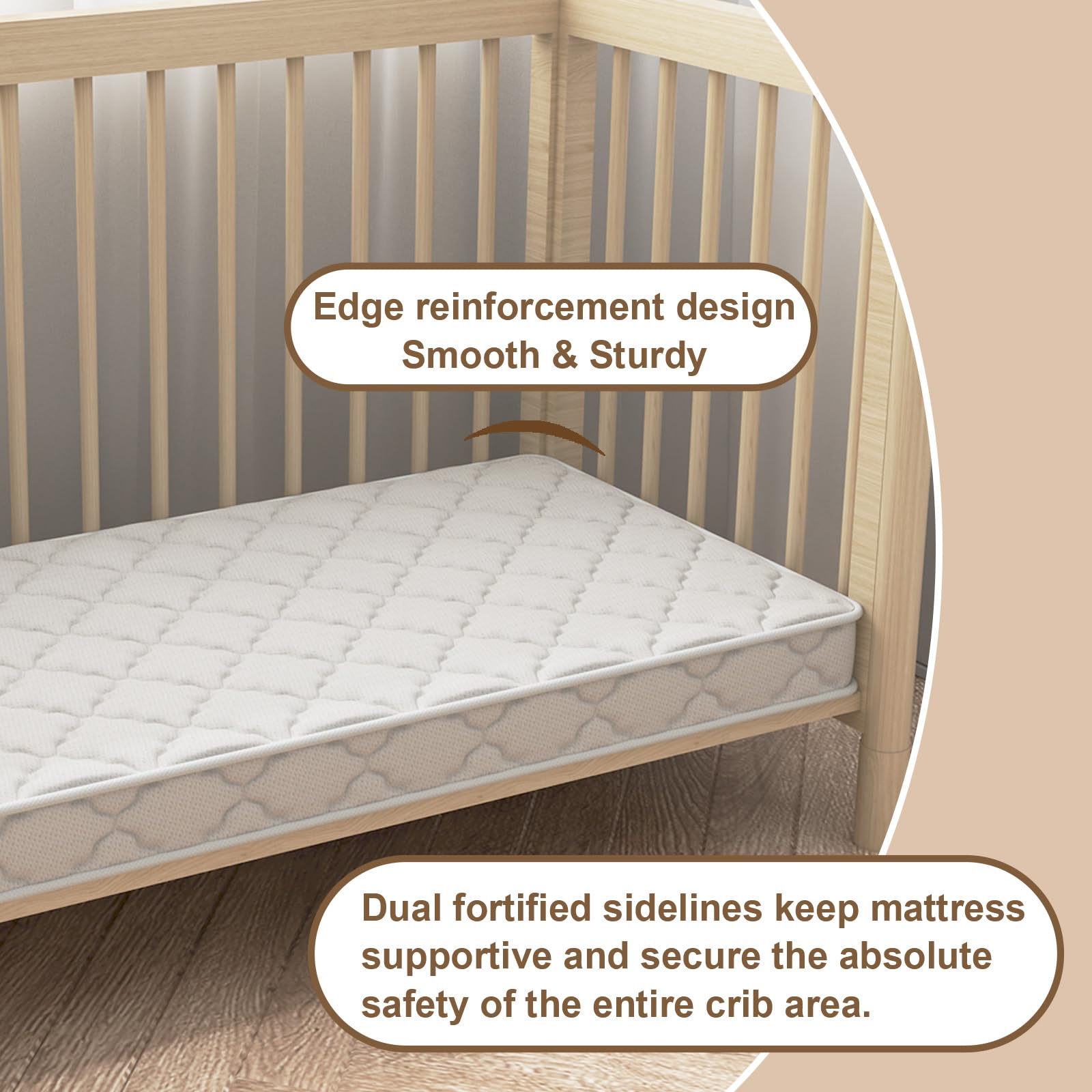 Standard size tag confirms compatibility with most toddler beds.