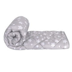 Moonsea baby blanket with grey star print; soft, breathable for naps.