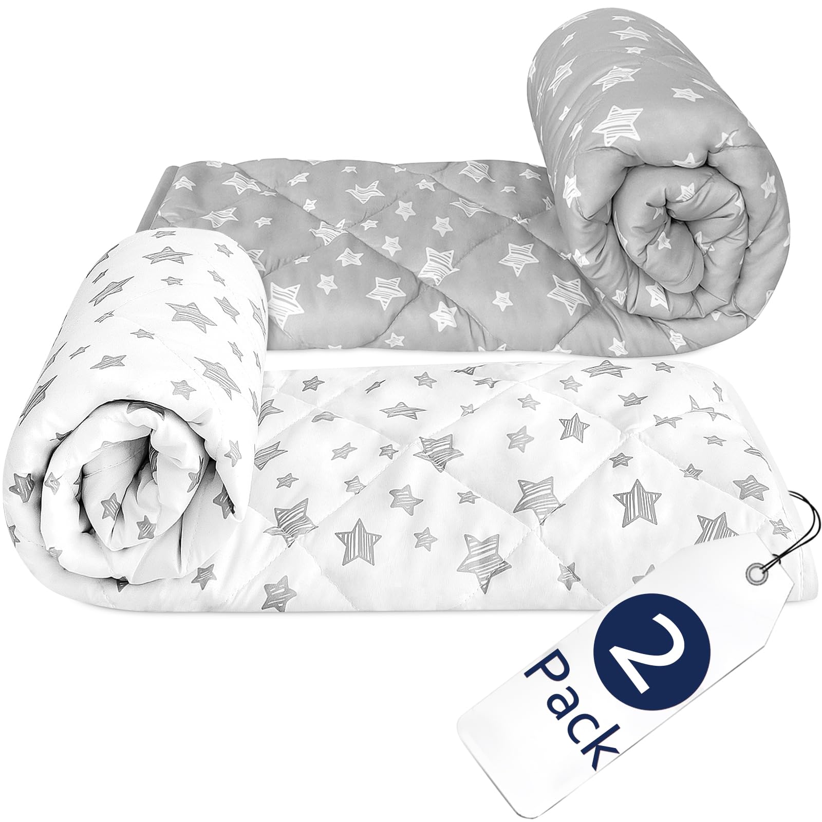 Moonsea baby blanket, grey star print, soft and breathable for naps.