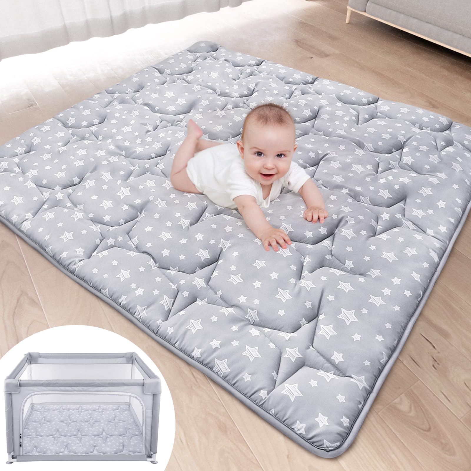 Moonsea baby play mat 50x50 foldable for easy setup and storage.