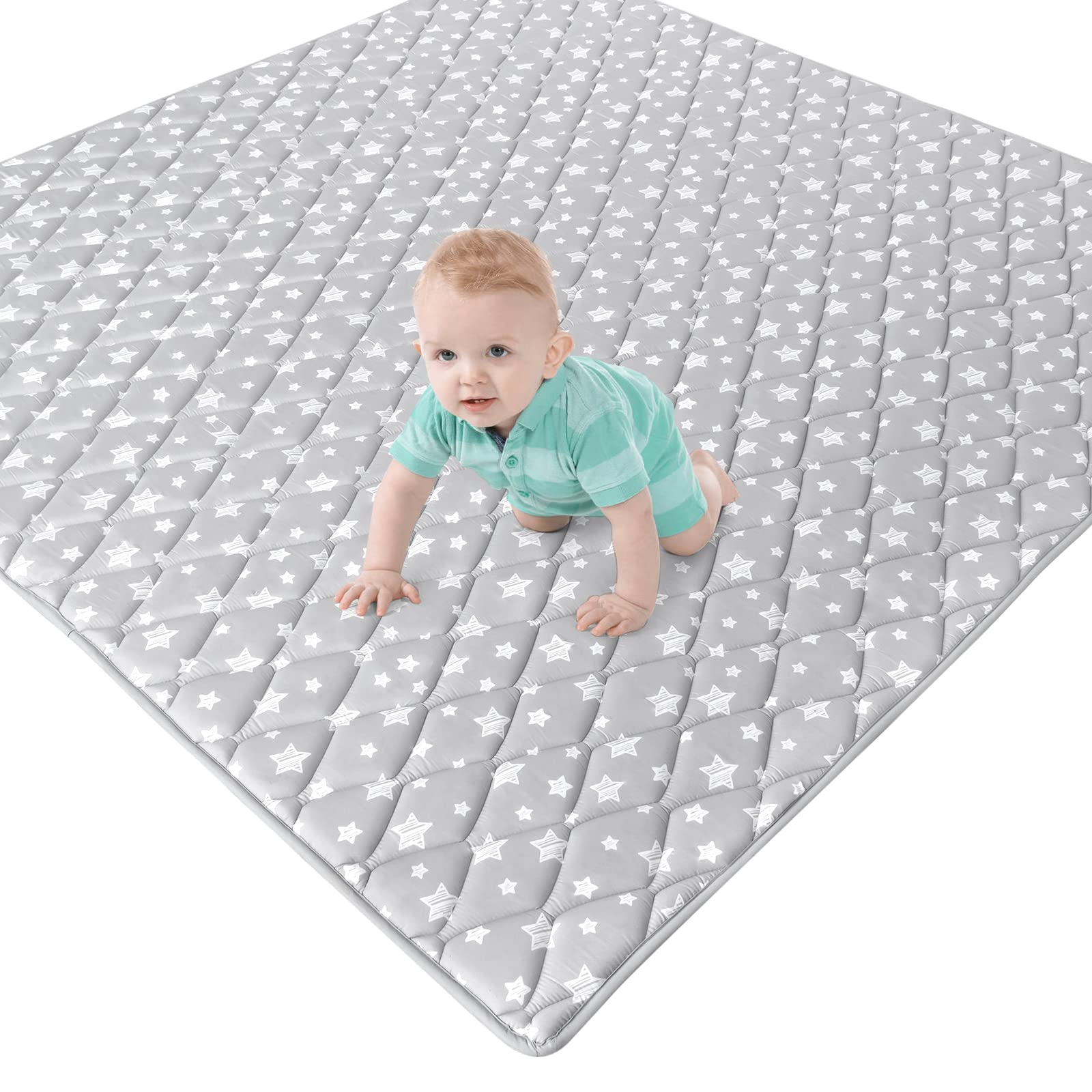Moonsea baby play mat 50x50 foldable design for easy transport.