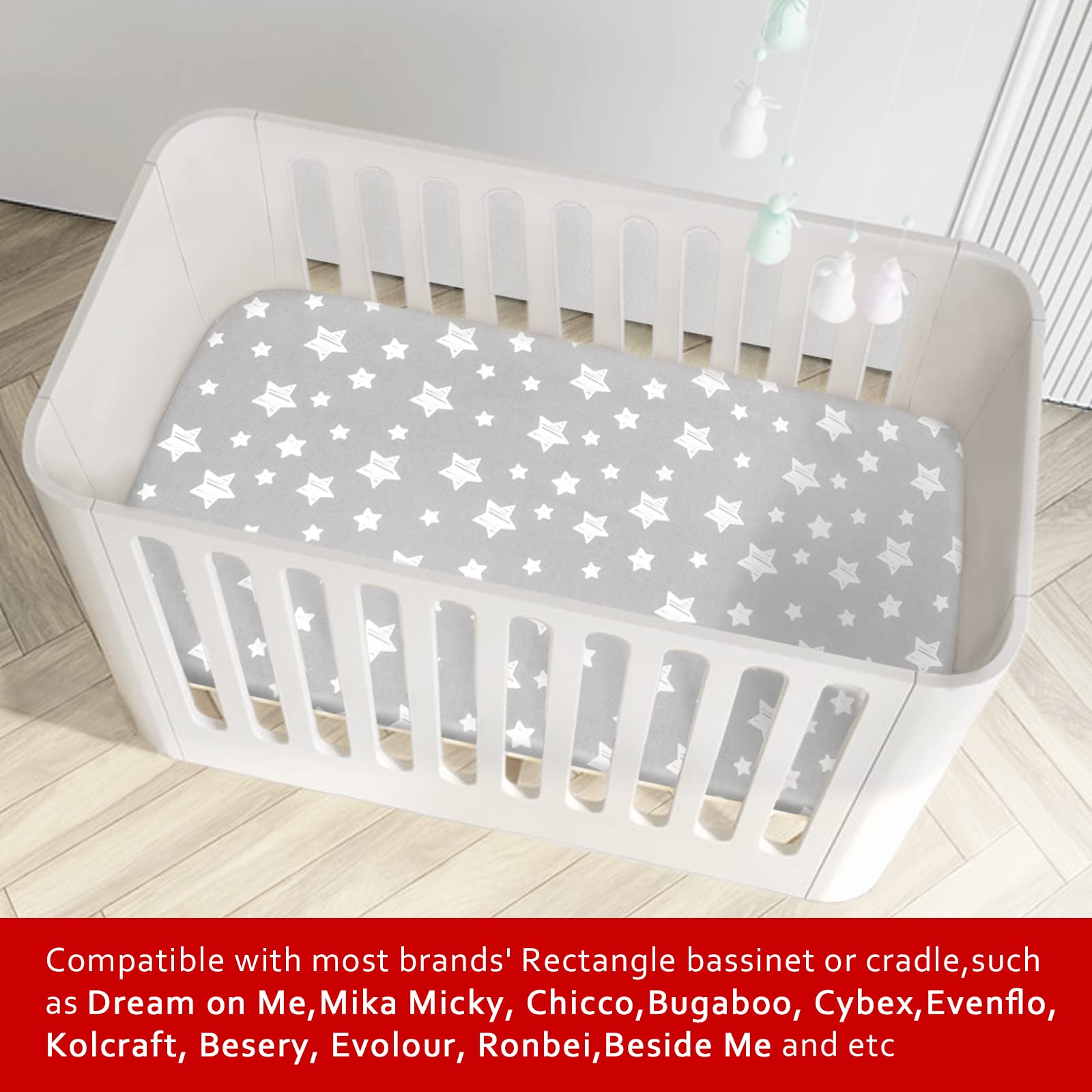 Moonsea bassinet sheets with elastic band bottom prevent slipping.