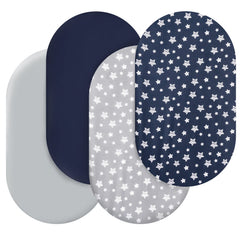 Moonsea bassinet sheets navy oval-fit for a snug, secure sleep surface