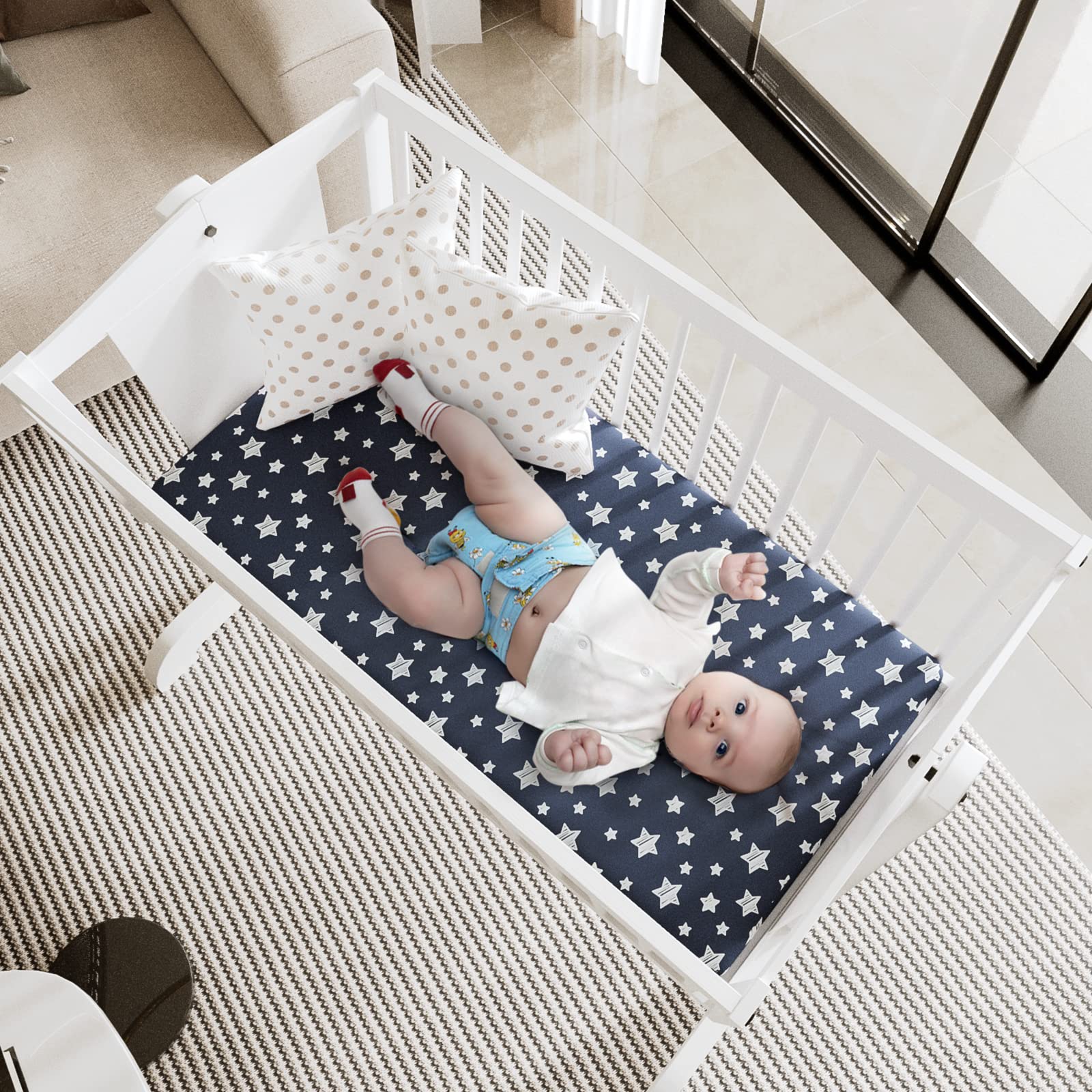 Moonsea bassinet sheets navy rectangular-fit for versatile bassinet compatibility