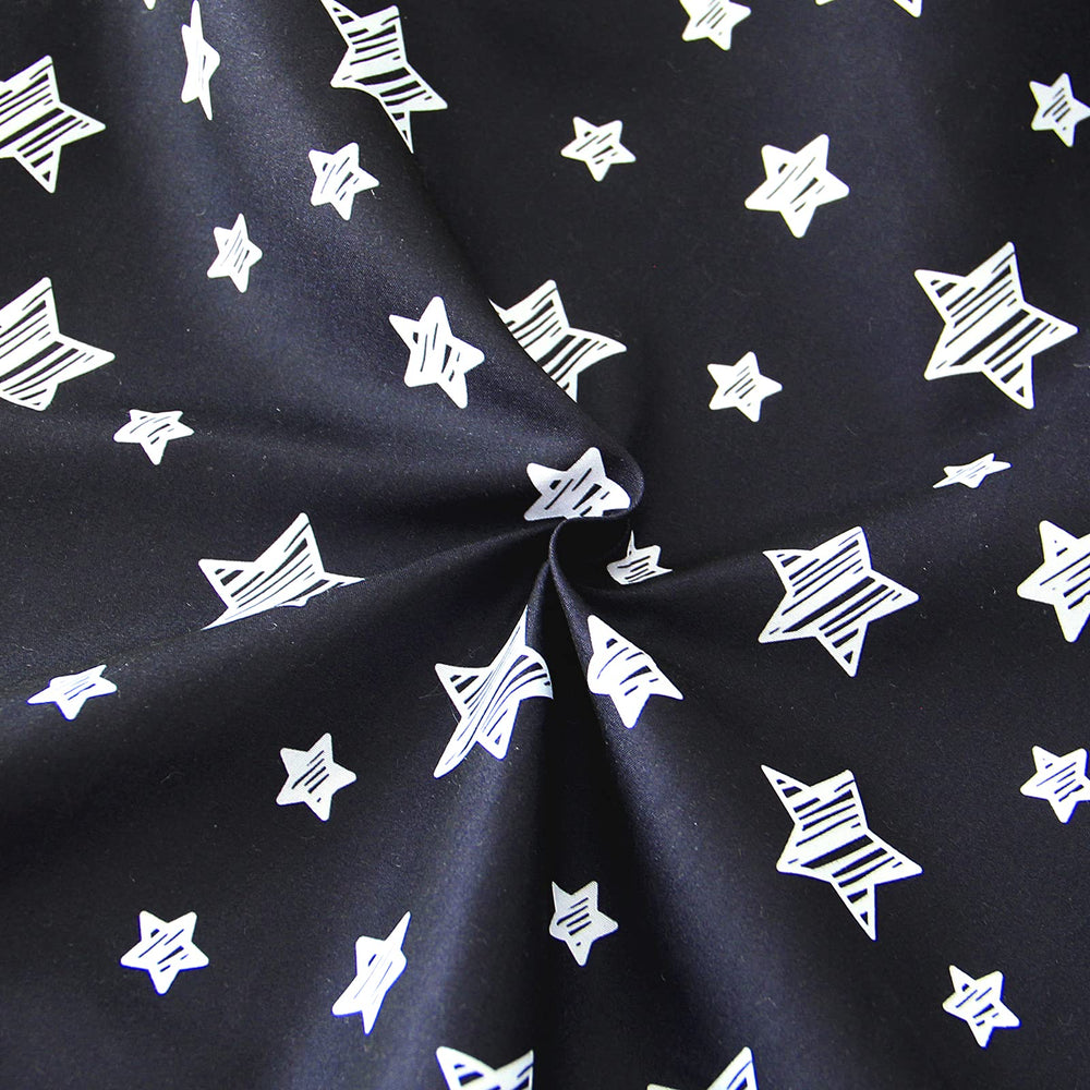 Moonsea Black Star crib sheet closeup fabric shows smooth texture and breathability
