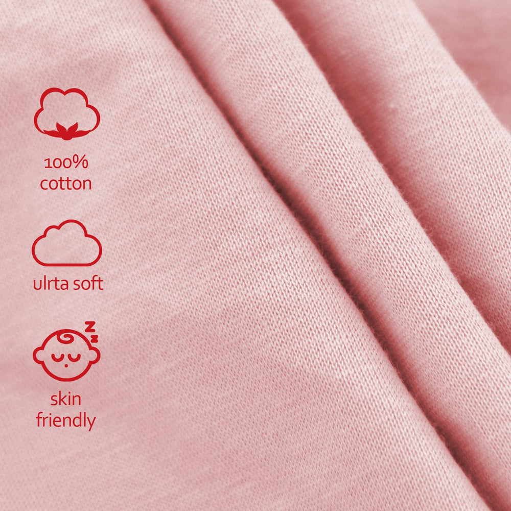 Moonsea pink changing pad cover two-pack close-up cotton texture highlighting softness