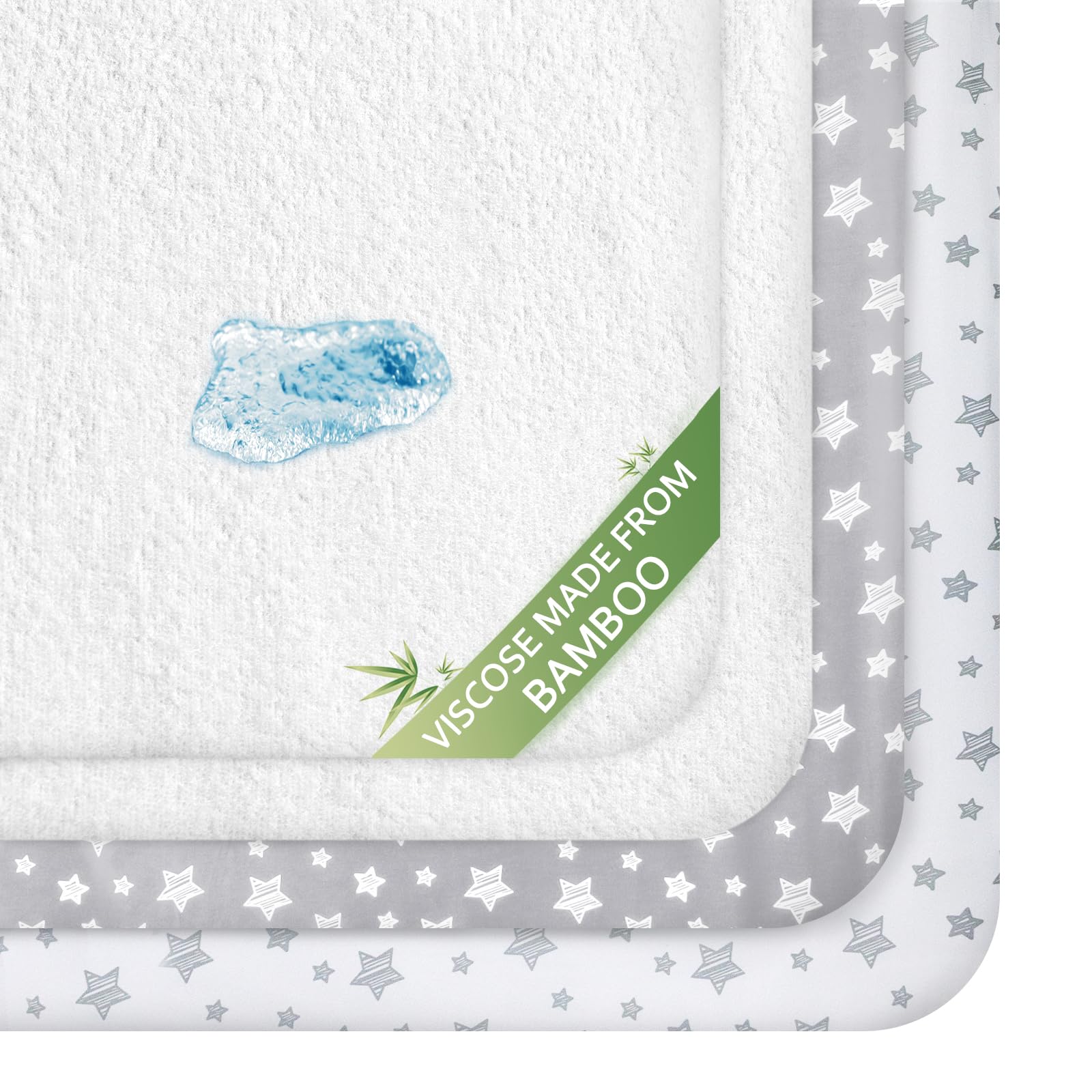 Moonsea crib sheet in grey-white pattern offers soft, breathable sleep.