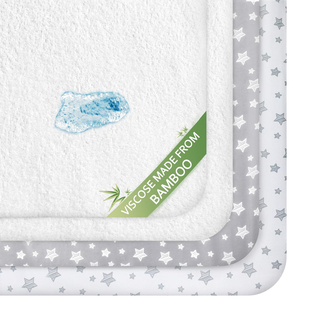 Moonsea crib sheet in grey-white pattern offers soft, breathable sleep.