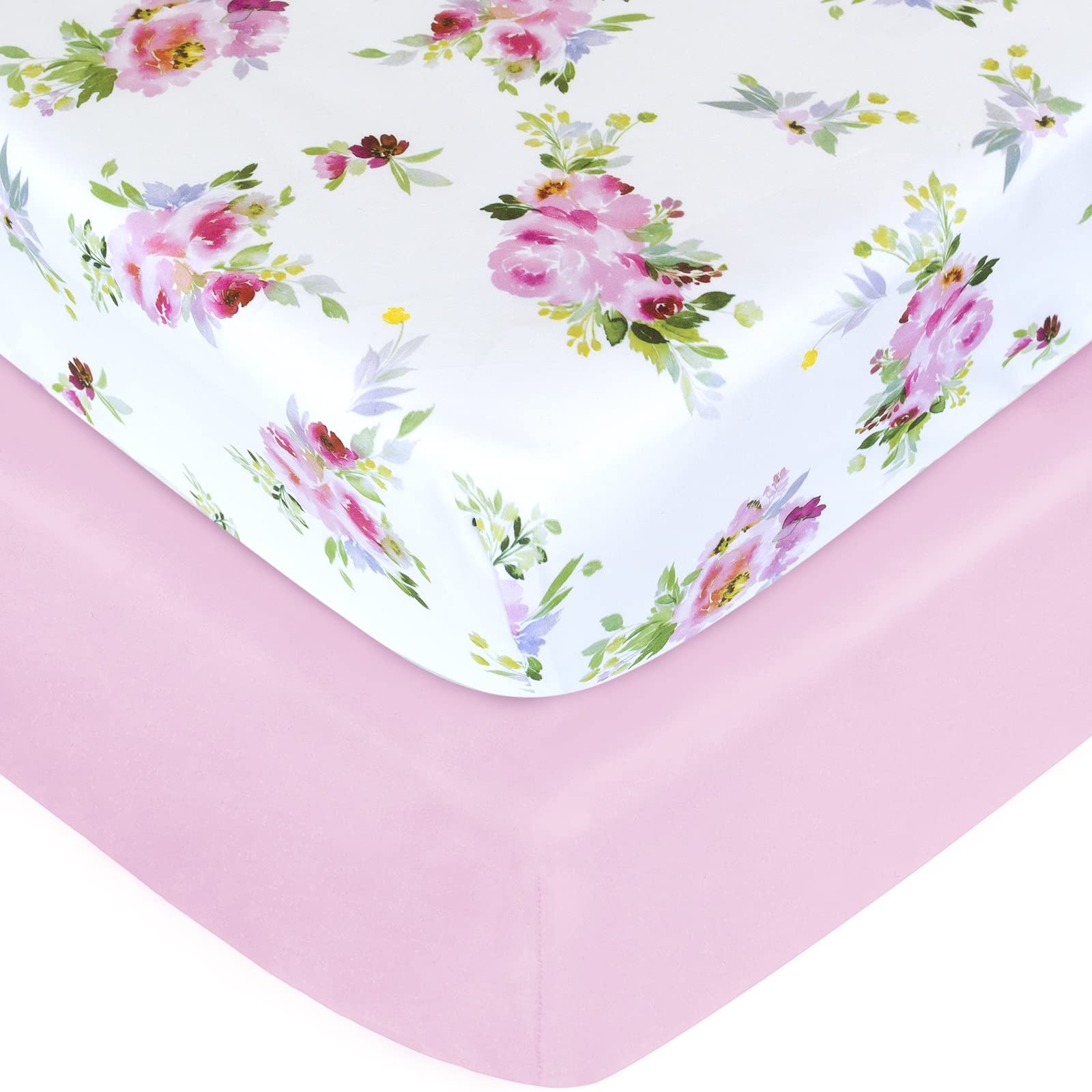 Moonsea floral crib sheets pack on a standard crib, soft and breathable for restful naps.