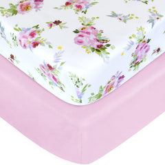 Moonsea floral crib sheets pack on a standard crib, soft and breathable for restful naps.