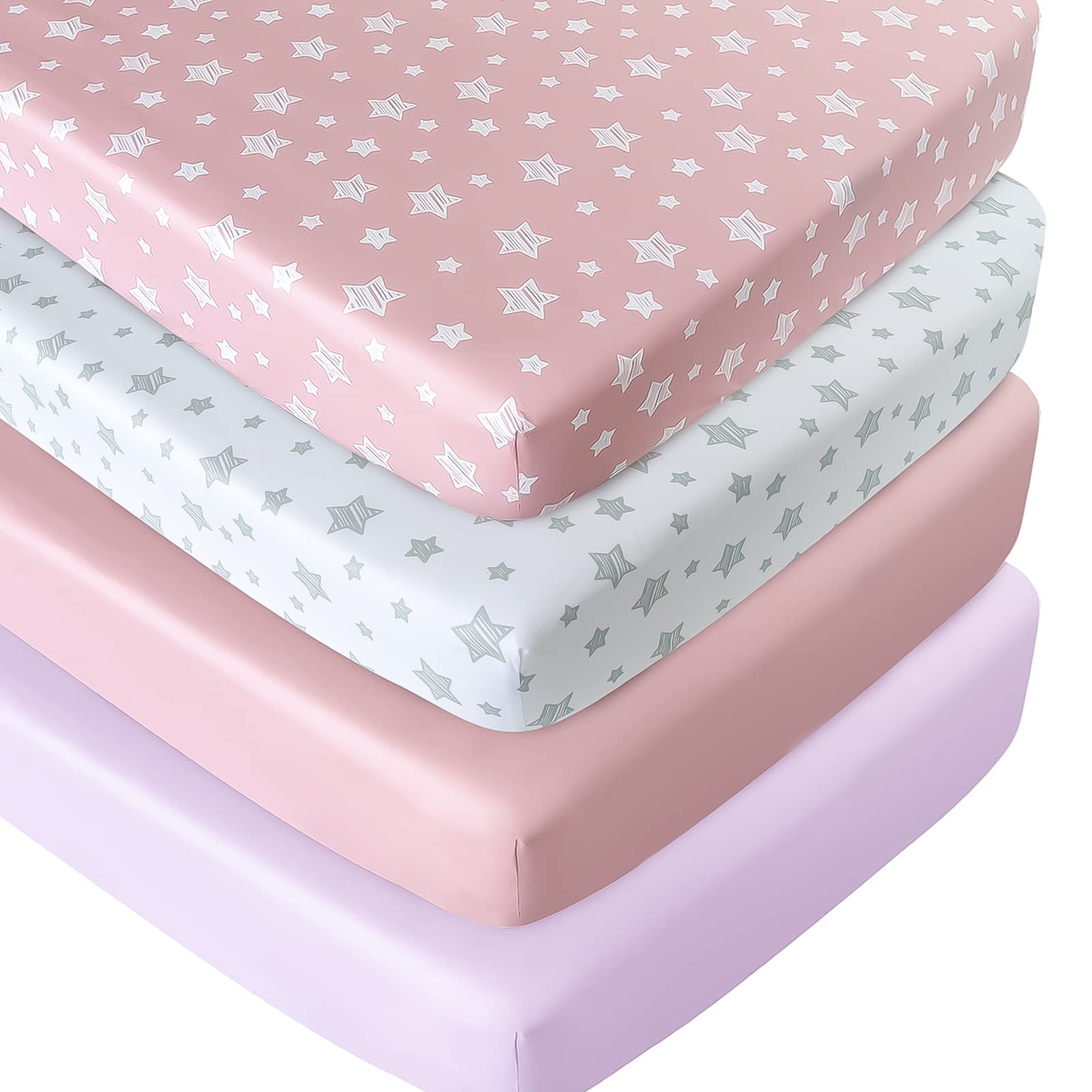 Moonsea crib sheets for girls, fitted on standard crib mattress for a snug sleep surface