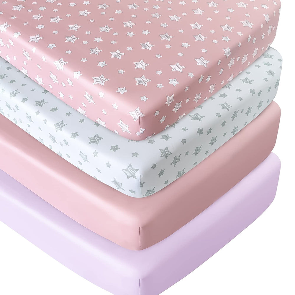Moonsea crib sheets for girls, fitted on standard crib mattress for a snug sleep surface